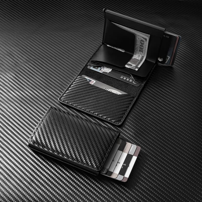 Hot Selling Men's Wallet Ultra-Thin Carbon Fiber Card Holder Auto-Eject Aluminum Alloy Card Holder Bank Card Wallet