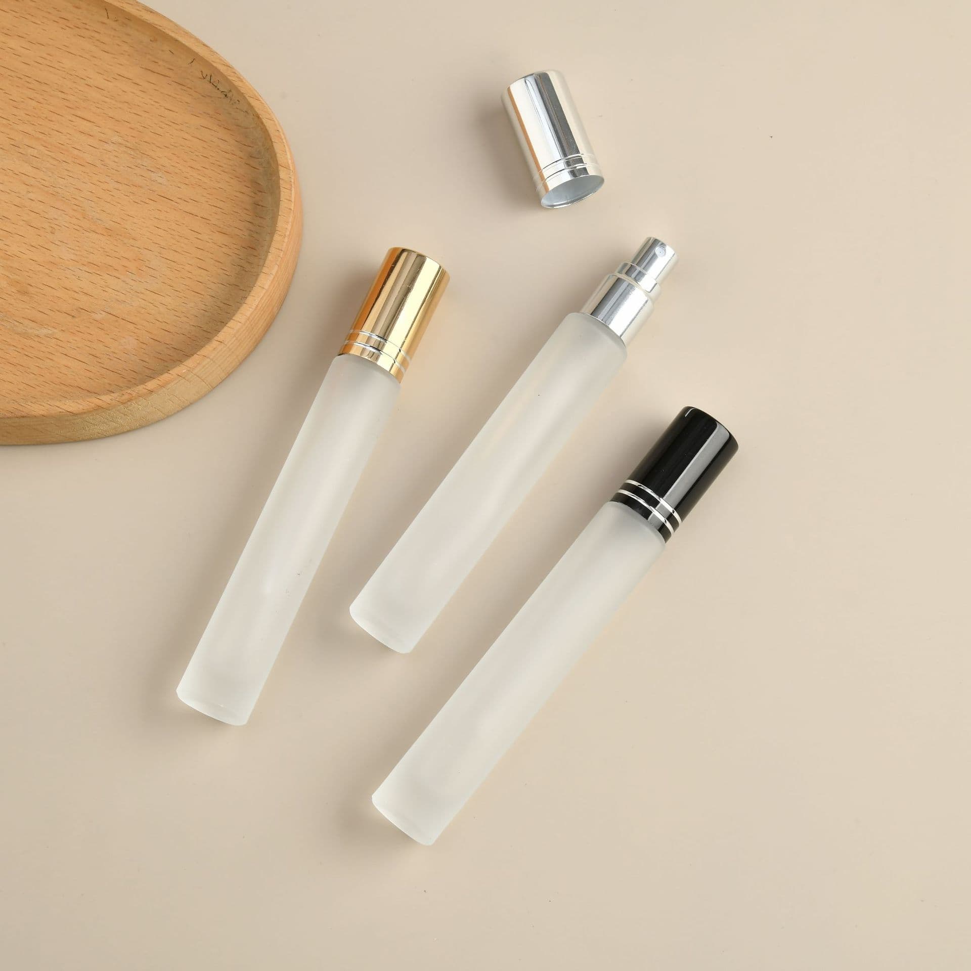 10ml Frosted Perfume Bottle Thickened Glass Round Square Perfume Refill Bottle Portable Screw Cap Sample Perfume Bottle
