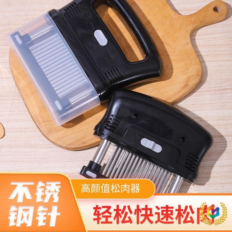 ✅ Black 48-Needle Meat Tenderizer, Detachable and Easy-to-Clean Kitchen Tool for Grilling