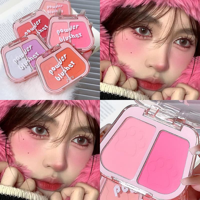 ZVV Cheek Color Dual Color Blush Matte Natural Non-Flying Powder Long-lasting Color Development Compliance Contouring Atmosphere Blush Wholesale