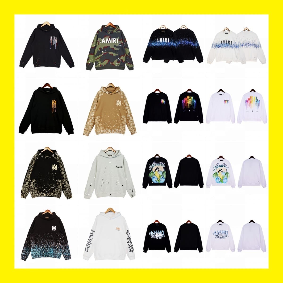 fog trendy brand AM sweatshirt with cracked letters logo splashed ink and paint graffiti embroidery hoodie couple jacket IRI