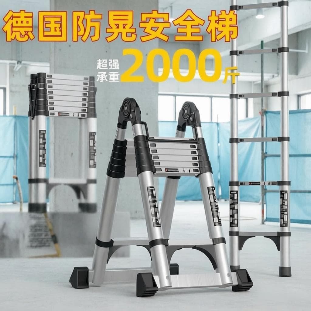 Thickened Aluminum Alloy Multi-Function Telescopic Ladder Folding Household A-Frame Ladder Engineering Ladder Adjustable Section Ladder Portable Ladder