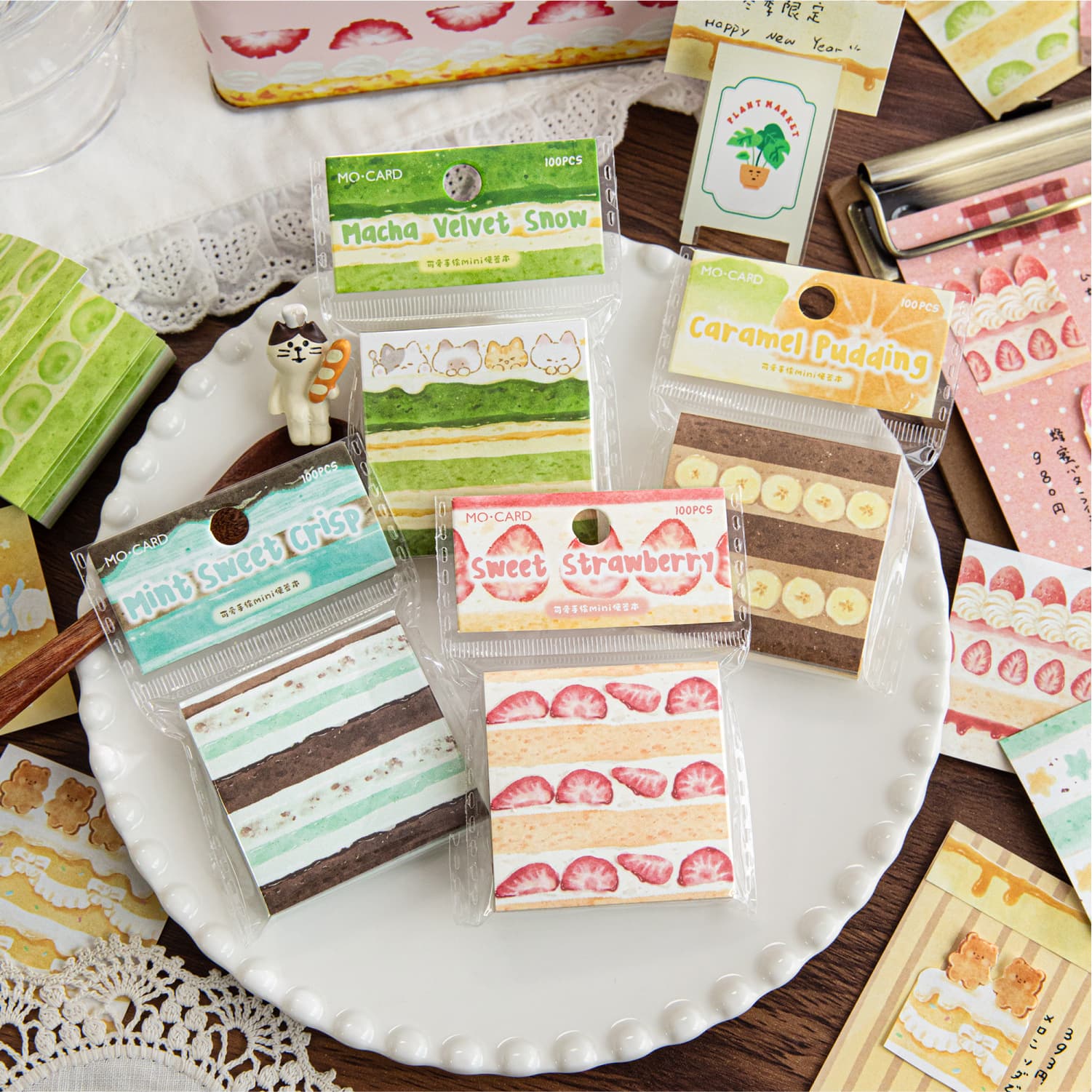 Mo Mo white kraft paper note pad Ding Ding Cake Shop series cute mini note book message material paper