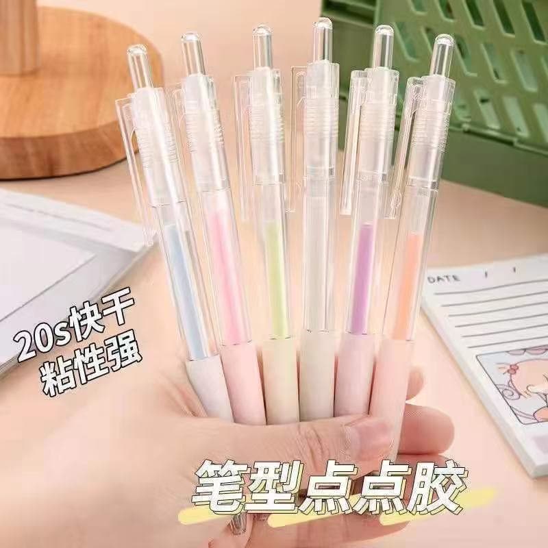 Push-type dot glue pen, scrapbooking pen-style for precise application on stickers, quick-drying creative stationery