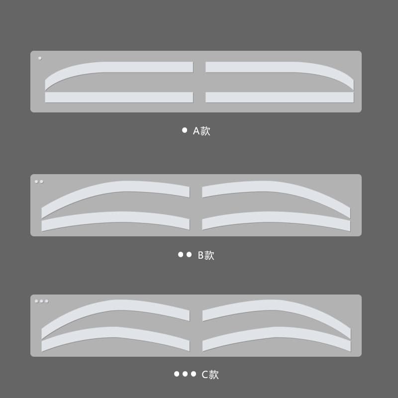 Disposable eyebrow tattoo auxiliary stickers ABC, 2 pairs each, silicone adjustable eyebrow shape and size, eyebrow design, makeup positioning tattoo