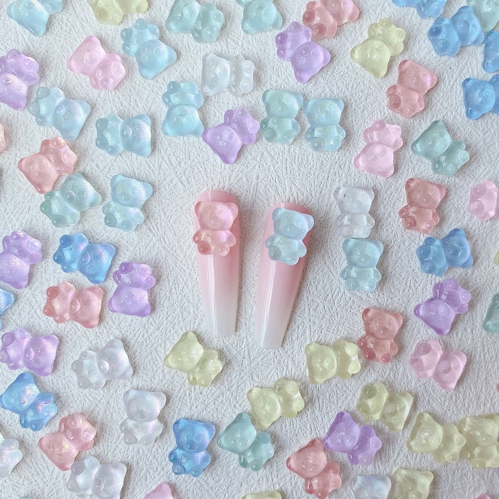 Cute Space Bear Teddy Bear Nail Art Accessories Diy Glitter Nail Stickers Adorable Animal Design For Fashion Manicure