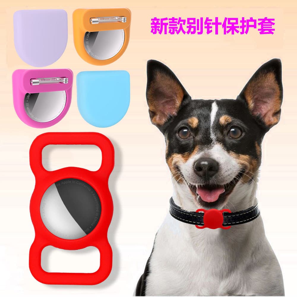 Silicone Airtag Protective Case for Lost Pet Dogs Apple Tracker Cover Shockproof Antiwear Anti Drop Portable Yellow Red Purple Green Blue Black Orange Transparent