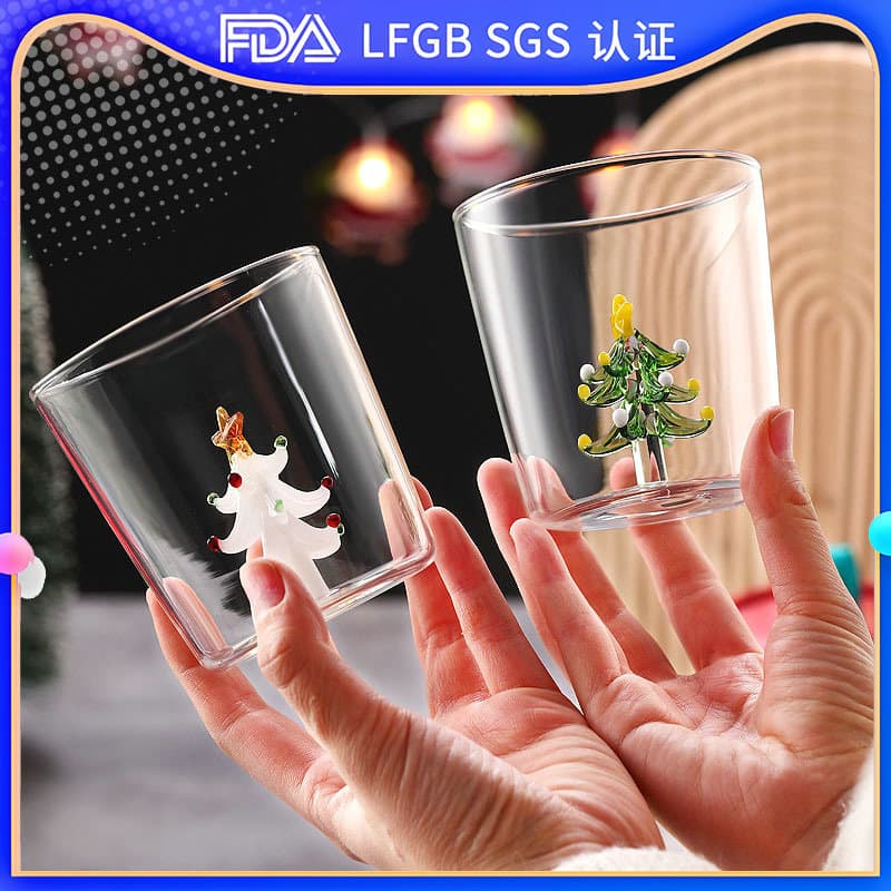 New cross-border product: 3D shaped glass cup, Christmas gift, water cup, high borosilicate breakfast cup, coffee cup.
