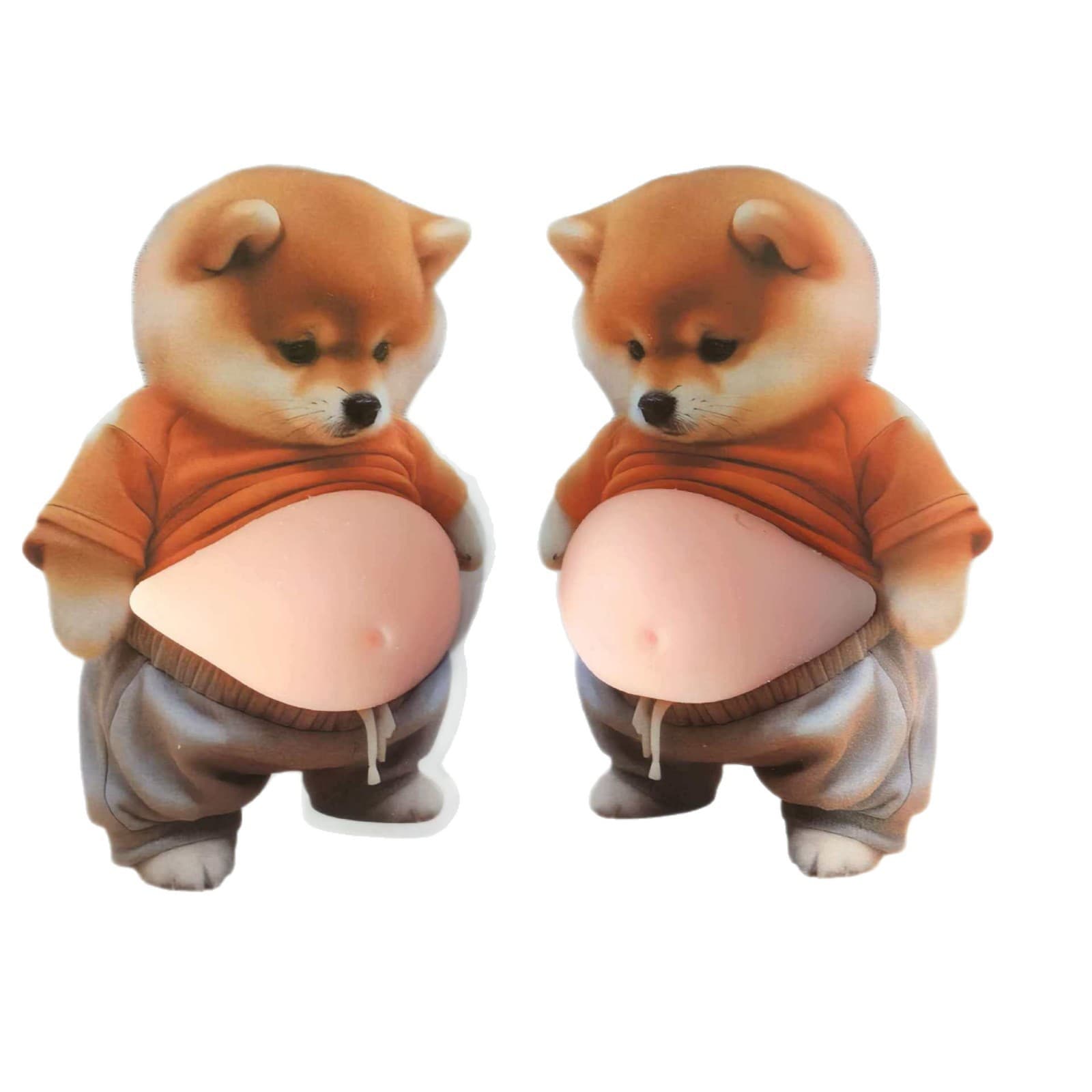 Big Belly Phone Sticker Squeeze Toy Soft Cute Big Belly Shiba Inu Corgi Refrigerator Sticker Car Door Anti-Collision Sticker
