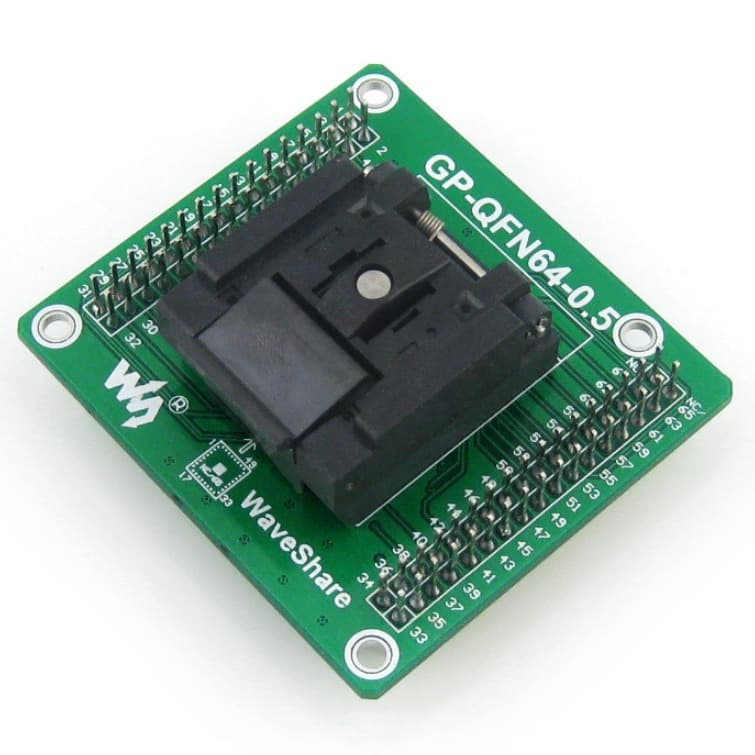 MLF64 QFN64 QFN-64B-0.5-01 Universal Test Socket with Pin Header Compatible with 2.54mm Protoboard