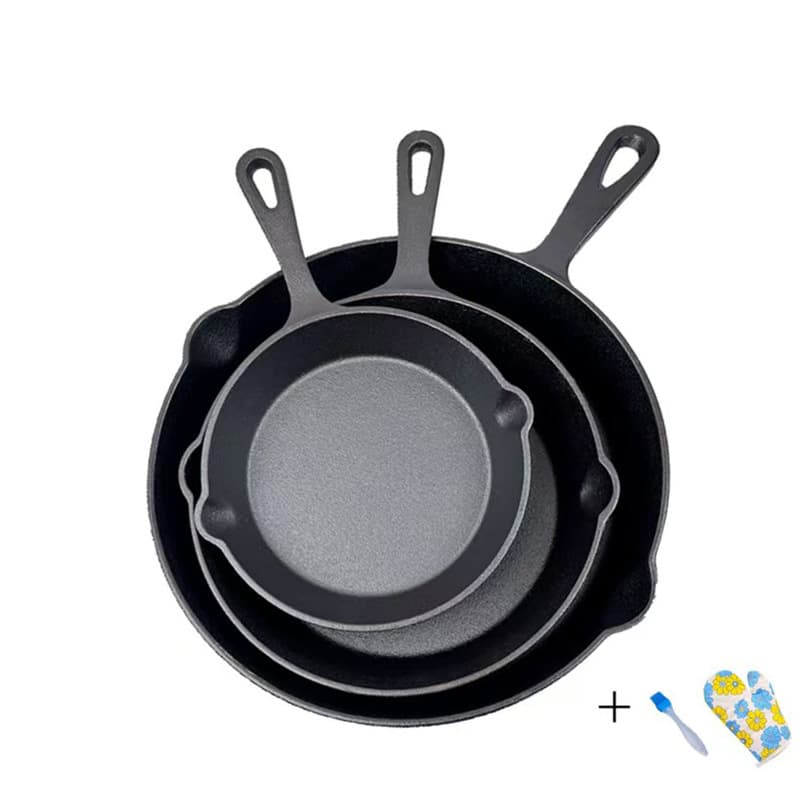 Cast Iron Hot Chili Oil Five-Piece Set Flat Pan Non-Stick Egg Frying Pan Steak Frying Cast Iron Household Induction Cooker Compatible