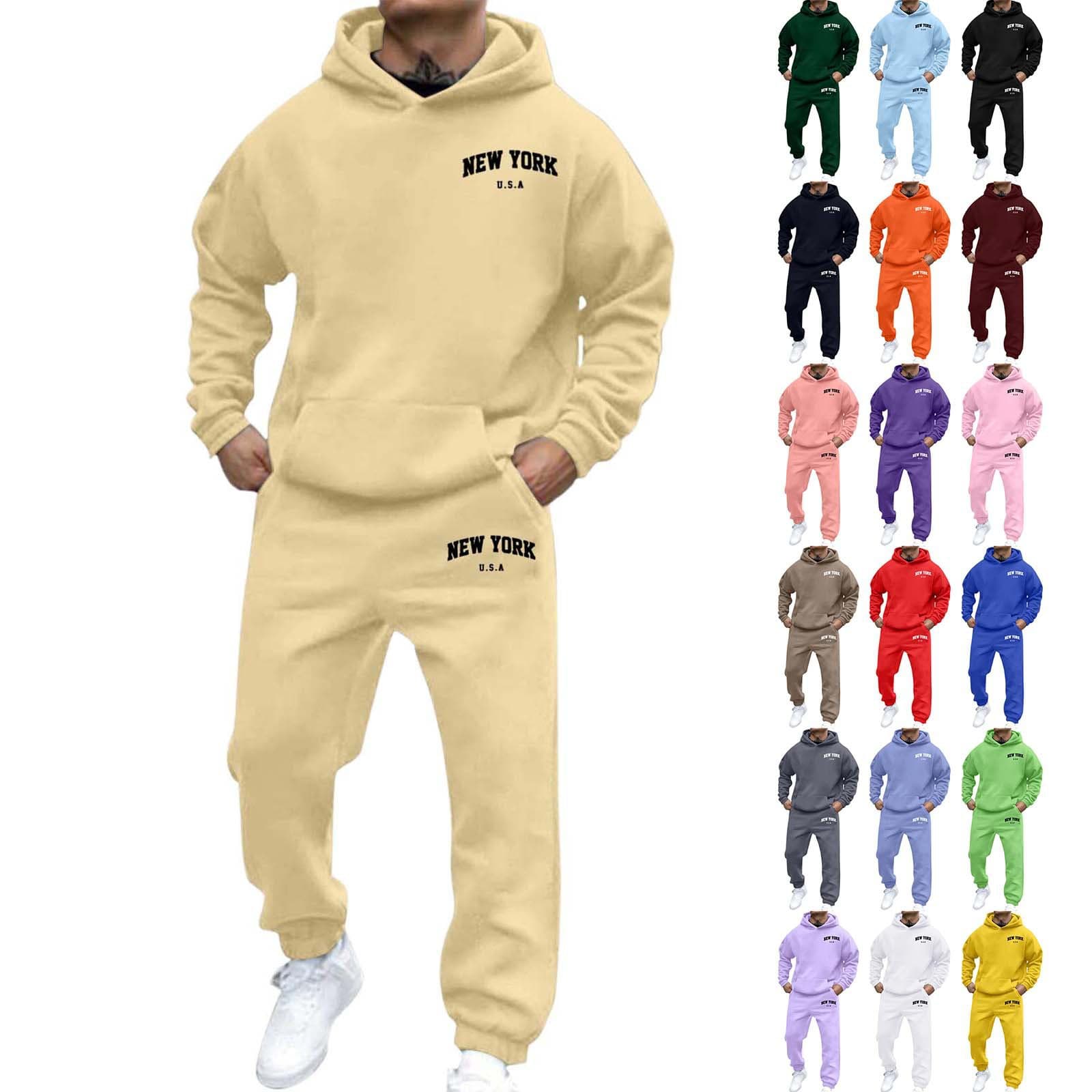 Amazon Cross-Border New Hot Selling Men's and Women's Street Style Fleece Hooded Printed Drawstring Sweatshirt Hoodie Set