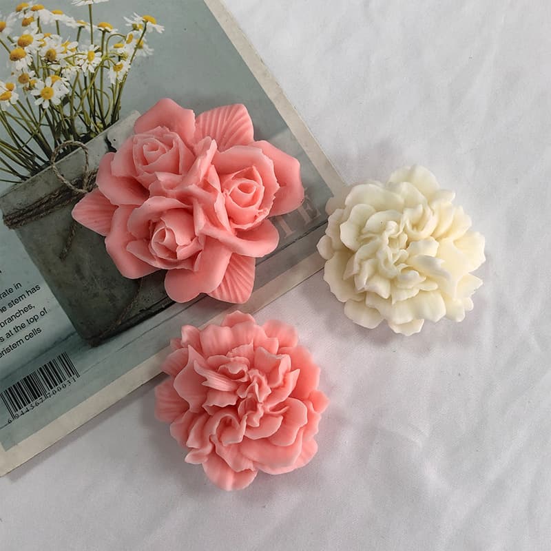 Rose Carnation Aromatherapy Candle Silicone Mold DIY Flower Plaster Resin Ornament Rose Candle Mold