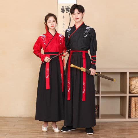 Hanfu Men's Chinese-style Ancient Martial Arts Swordsman Men's Plus-size Young Master Ancient Costume Black Majestic Female Student Class Uniform Spring