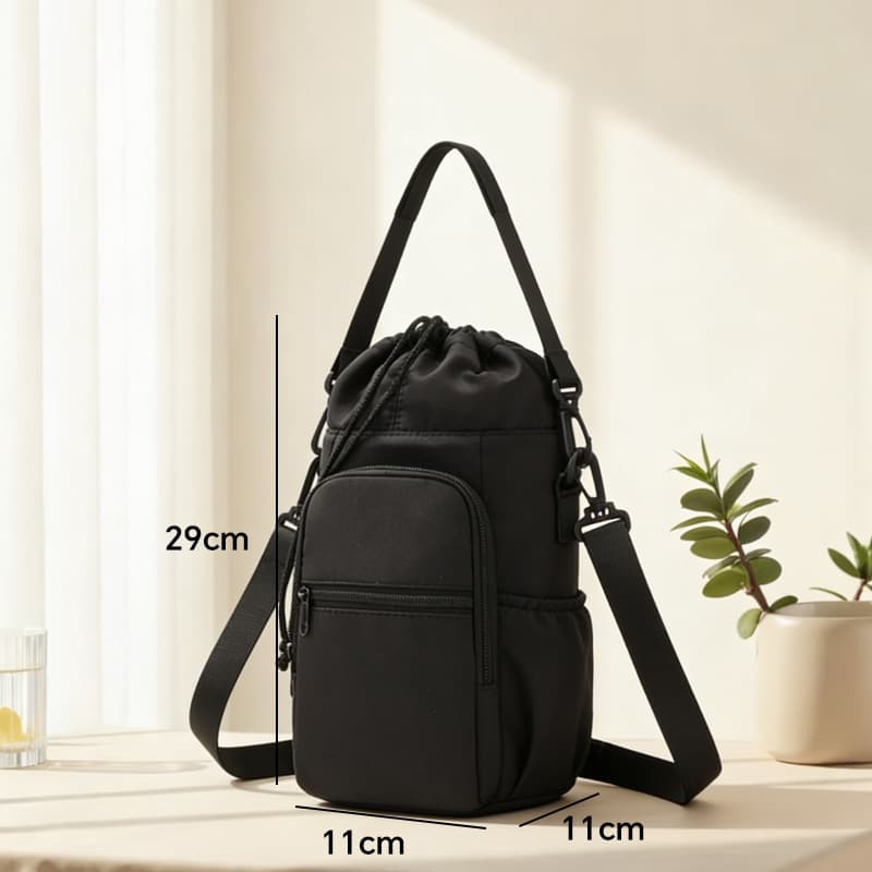 In-Stock Best Seller Cup Sleeve Insulated Bottle Holder Twill Water Bottle Shoulder Bag Phone Pouch Cup Bag with Crossbody Strap Water Bottle Cover