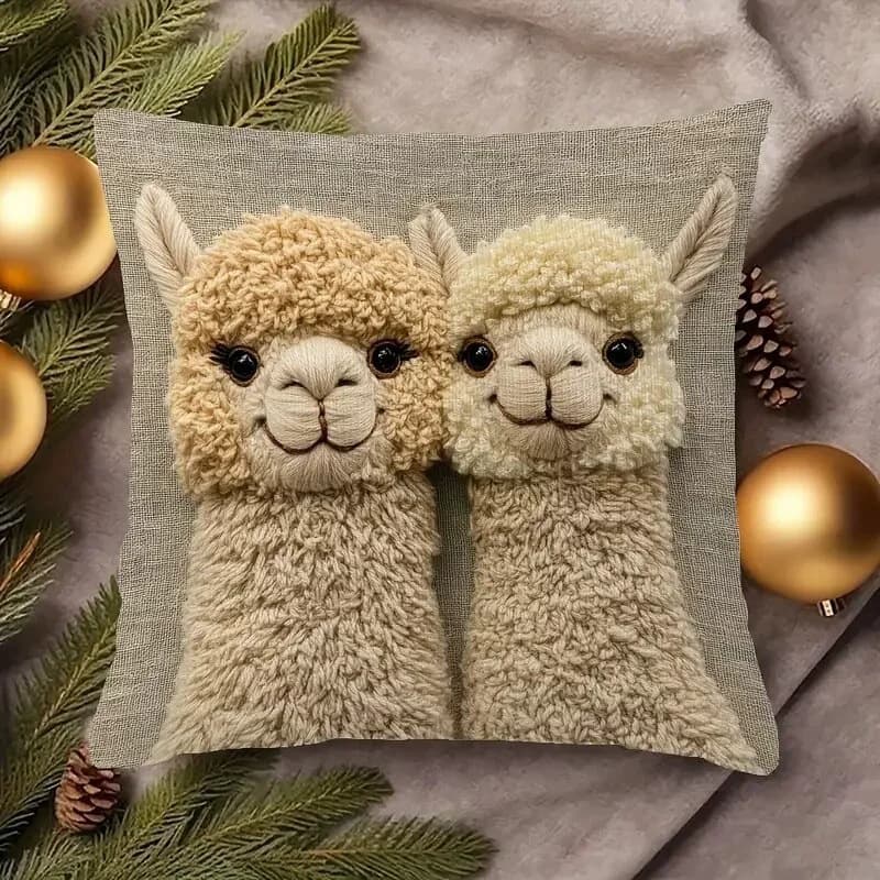 Cute Alpaca Pillowcase, New Cross-Border Style, Skin-Friendly Soft Short Plush, Living Room Decoration, Sofa, Bedroom Cushion