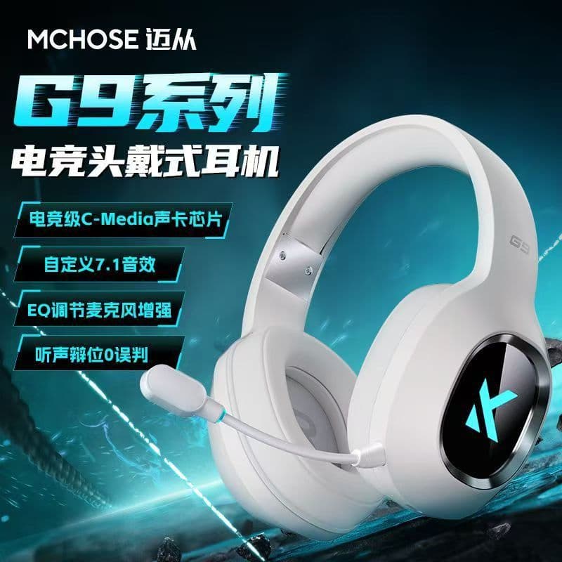 MCHOSE G9 Pro Over-Ear Gaming Headset, Tri-Mode Bluetooth Wireless with Microphone for PC