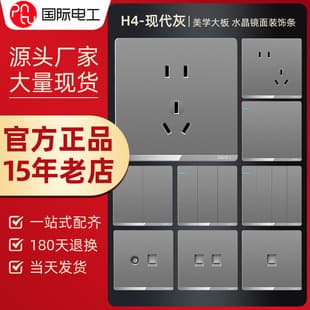 International Plug Electrician Switch Socket 86 Type Home Gray One-Gang 5 Five-Hole USB Multi-Hole Wall Flush-Mounted Panel