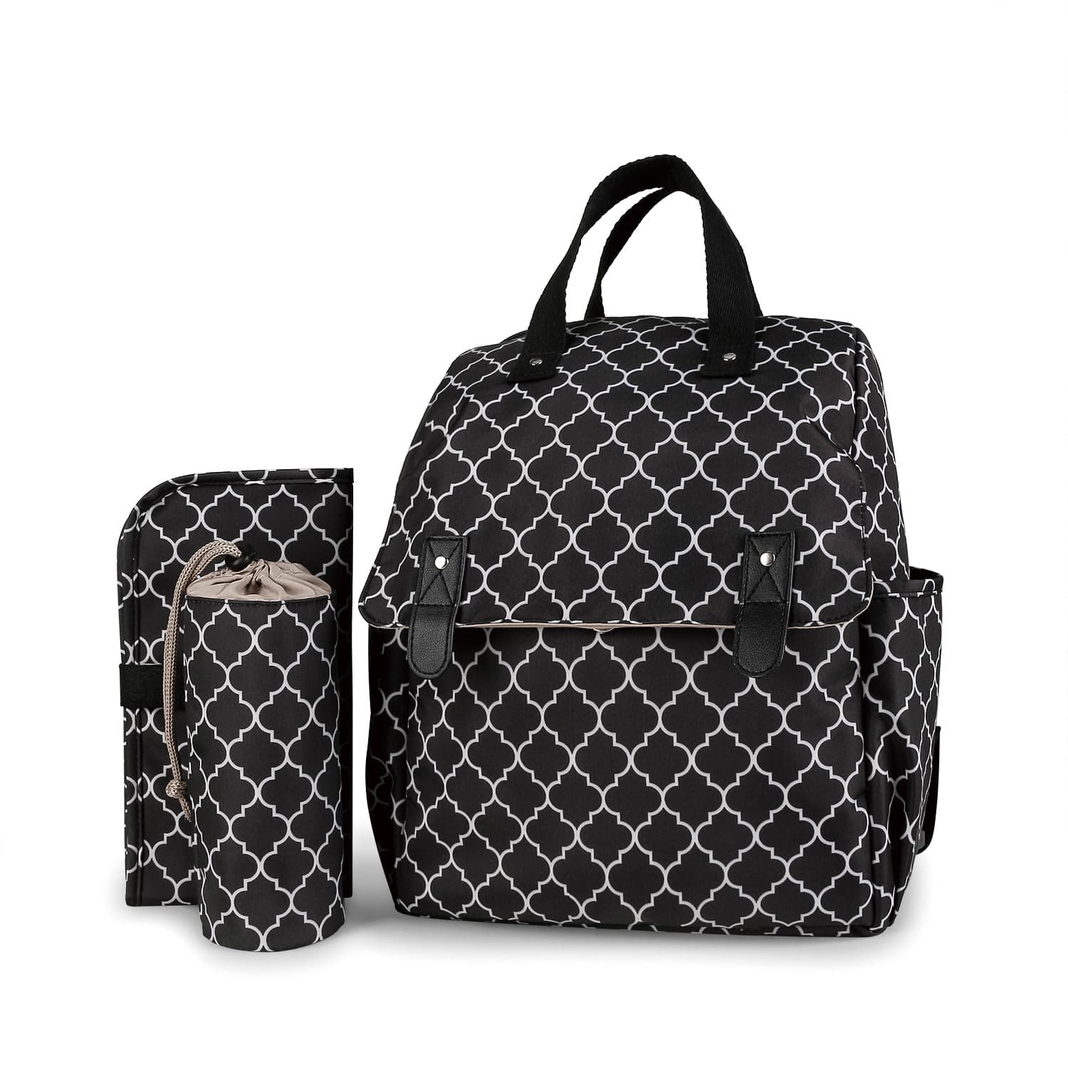 Striped double shoulder single shoulder mommy bag including changing pad, independent bottle bag, multifunctional mommy bag, mother and baby travel stroller bag
