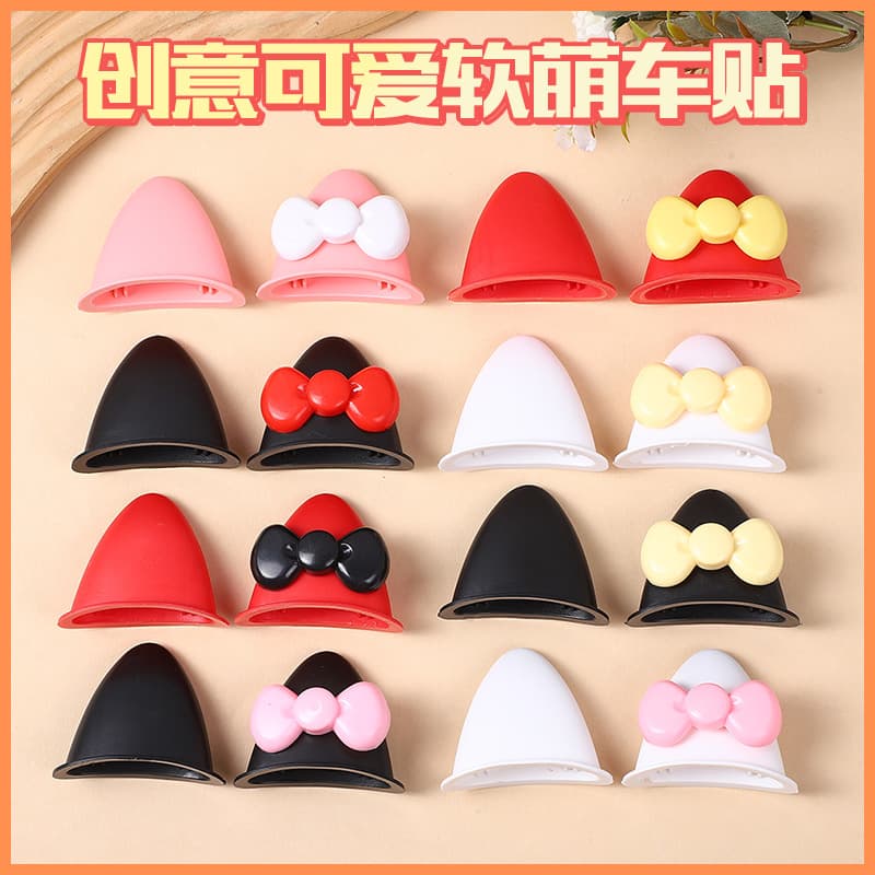 All-season helmet with kitty cat ears and bow, decorative electric vehicle helmet for children, DIY accessory