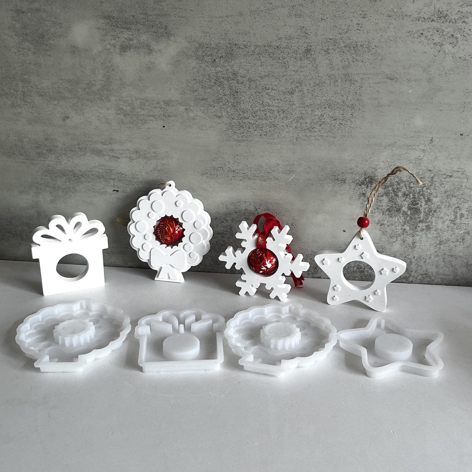 Christmas Series Gifts Snowflake Five-Pointed Star Garland Pendant Silicone Mold Plaster Glue Mold