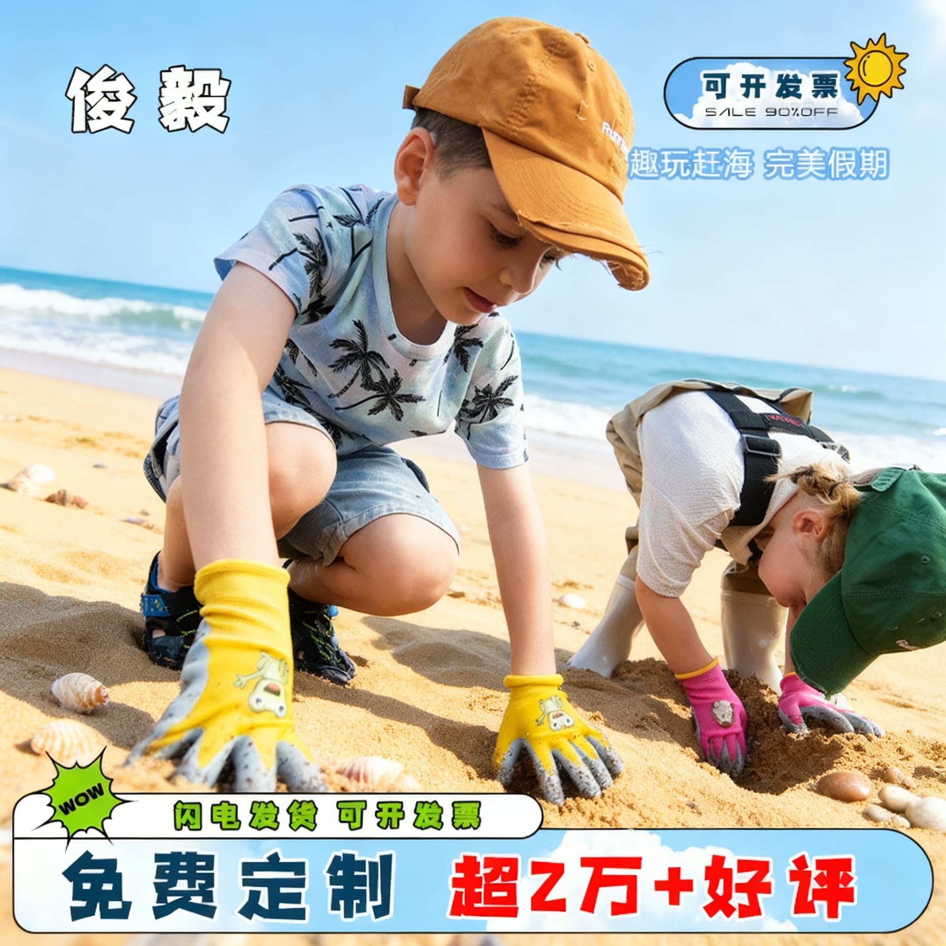 Thickened Children's Protective Gloves Anti-Bite Wear-Resistant Non-Slip Heat-Resistant Latex Gardening Weeding Harvesting Beach-going Gloves