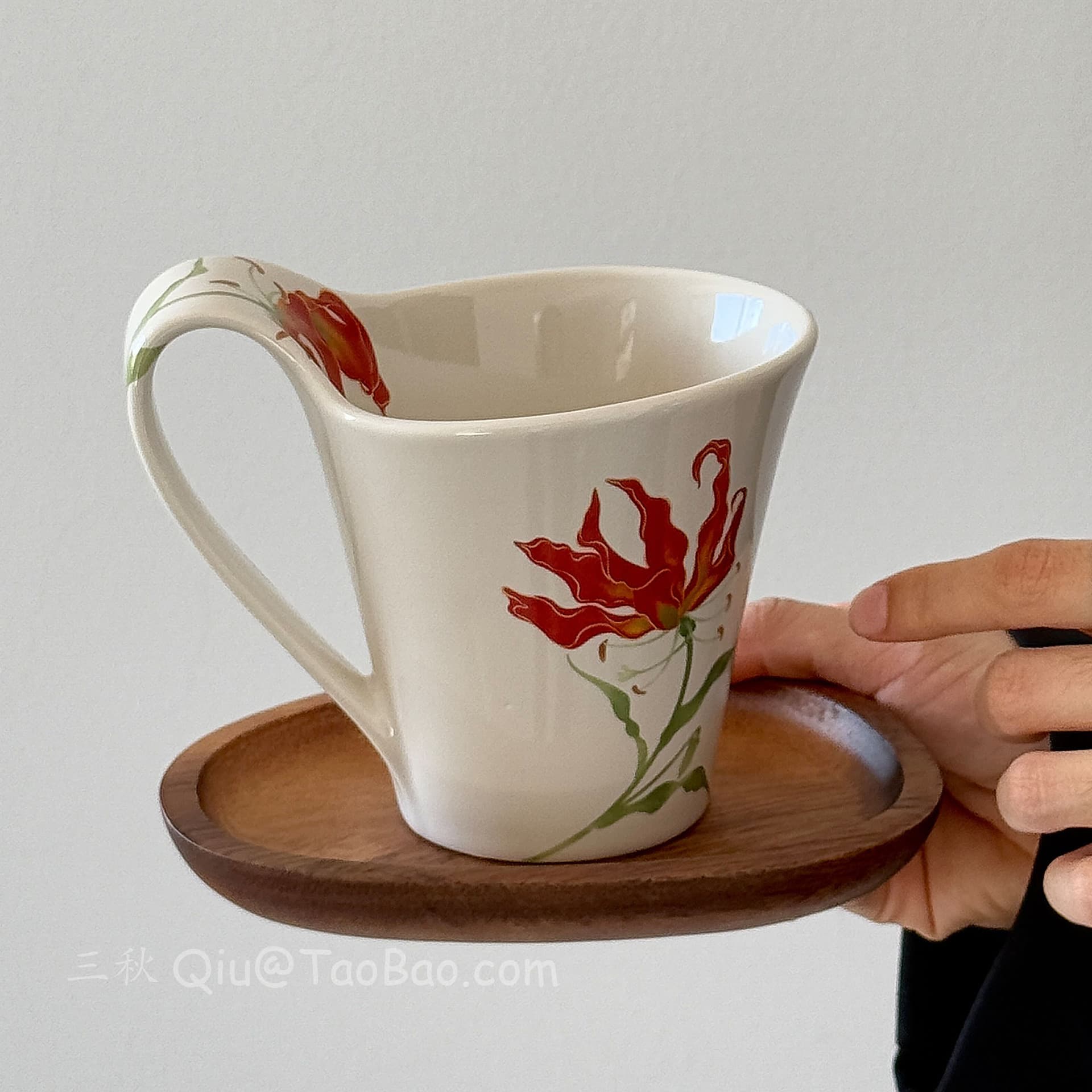 Mid-Century Modern Garland Streamline Mug Large Capacity Drinking Cup Ceramic Cup Milk Latte Coffee Cup Niche Gift