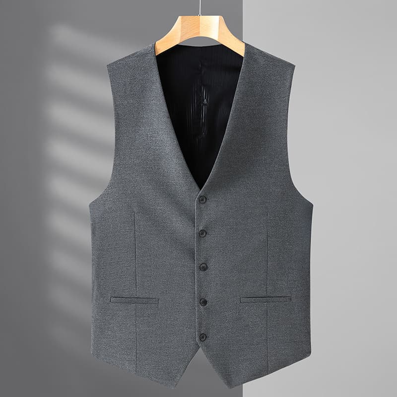 Plus-Size Men's New All-Season Solid Color Slanted Hem Casual Vest Single-Breasted Men's Oversized Suit