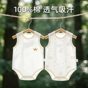 Baby Sleeveless Bodysuit Summer Thin A-Class Pure Cotton Triangular Romper Newborn Onesie Full Cotton Crawling Suit