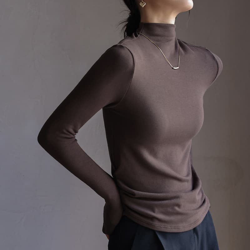 High-Quality Modal Semi-High Neck Solid Color Base Layer Women Autumn/Winter Inner Layer Regular Shoulder Long Sleeve T-Shirt Top Base