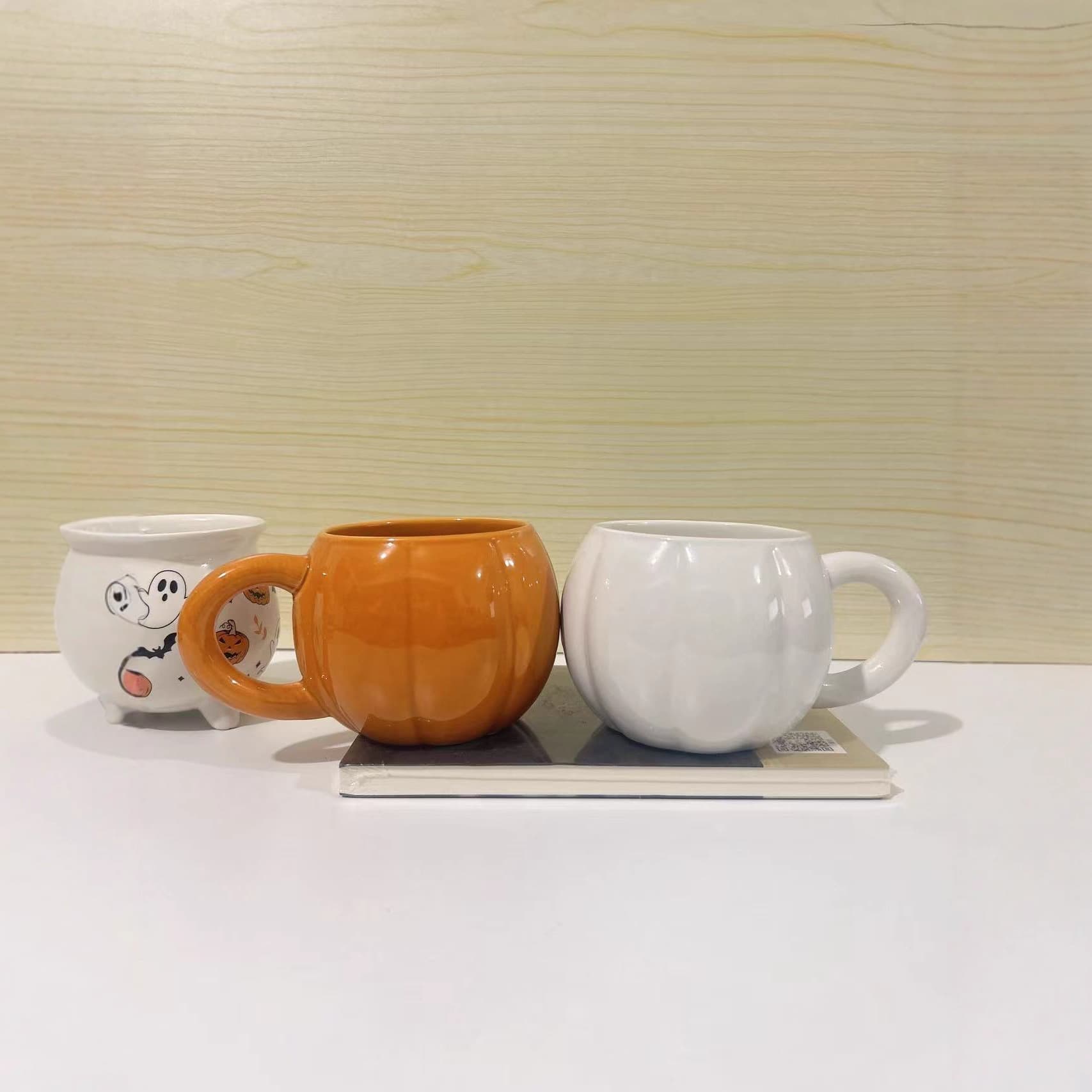 Overseas Cross-Border Stock Pumpkin Cup Harvest Festival Halloween Creative Ceramic Cup Water Cup Pumpkin Gift Custom Logo Available