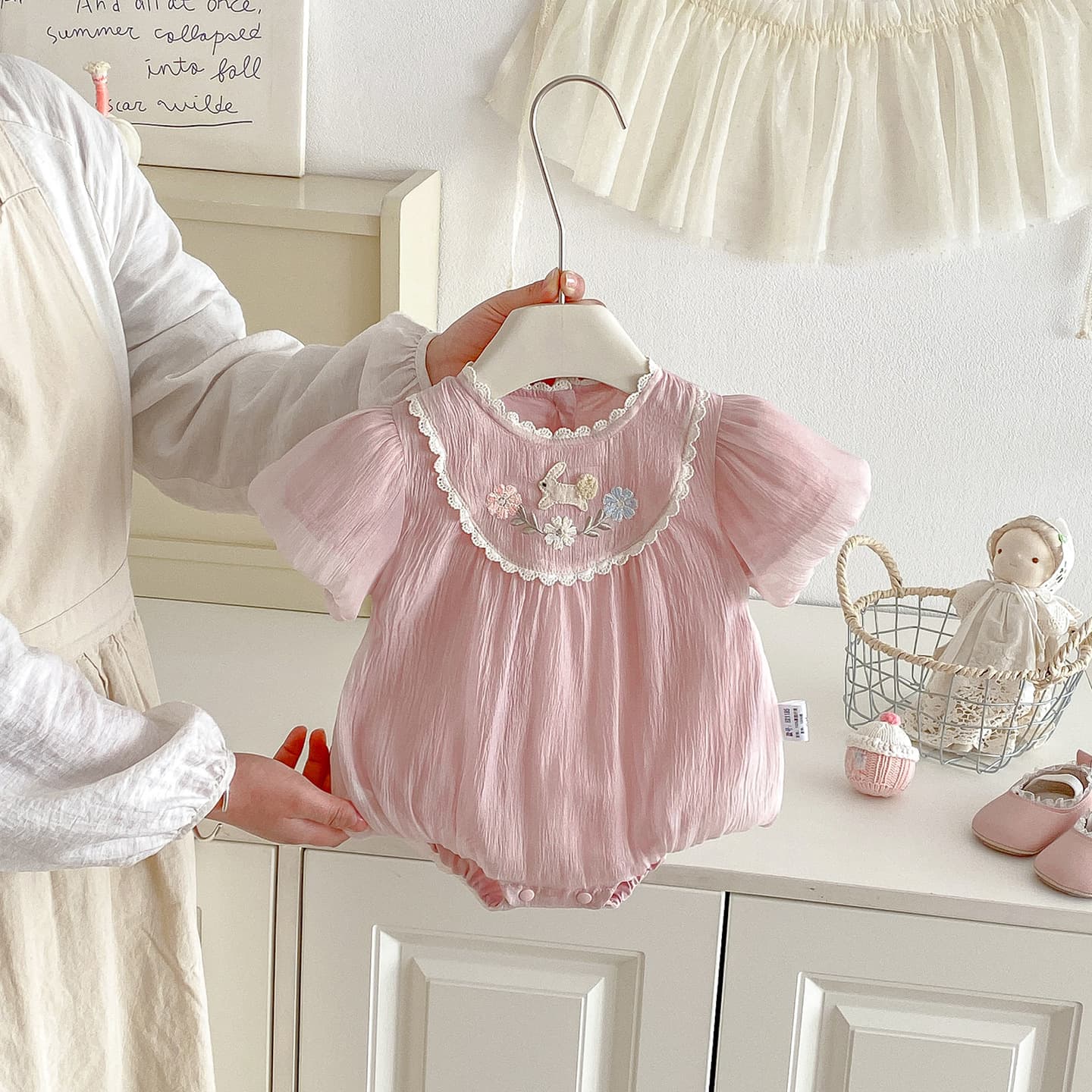 Baby Summer Romper 100% Cotton Gauze Thin Bodysuit for Girls Princess Crawling Suit 1