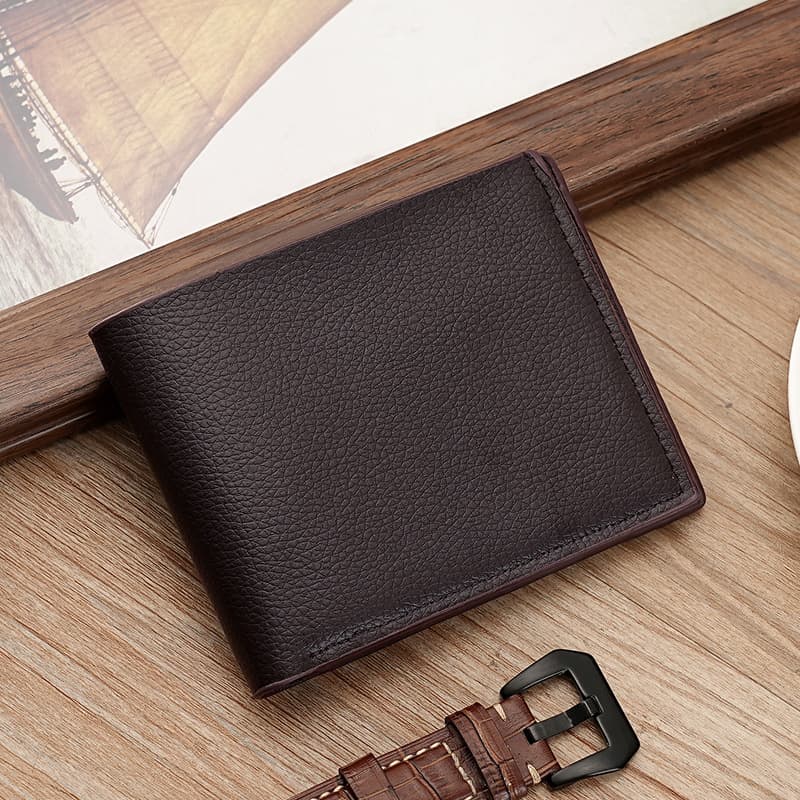 Cross-border men's wallet, short PU wallet, stylish and simple business gift bag, street vendor style, factory direct sales.