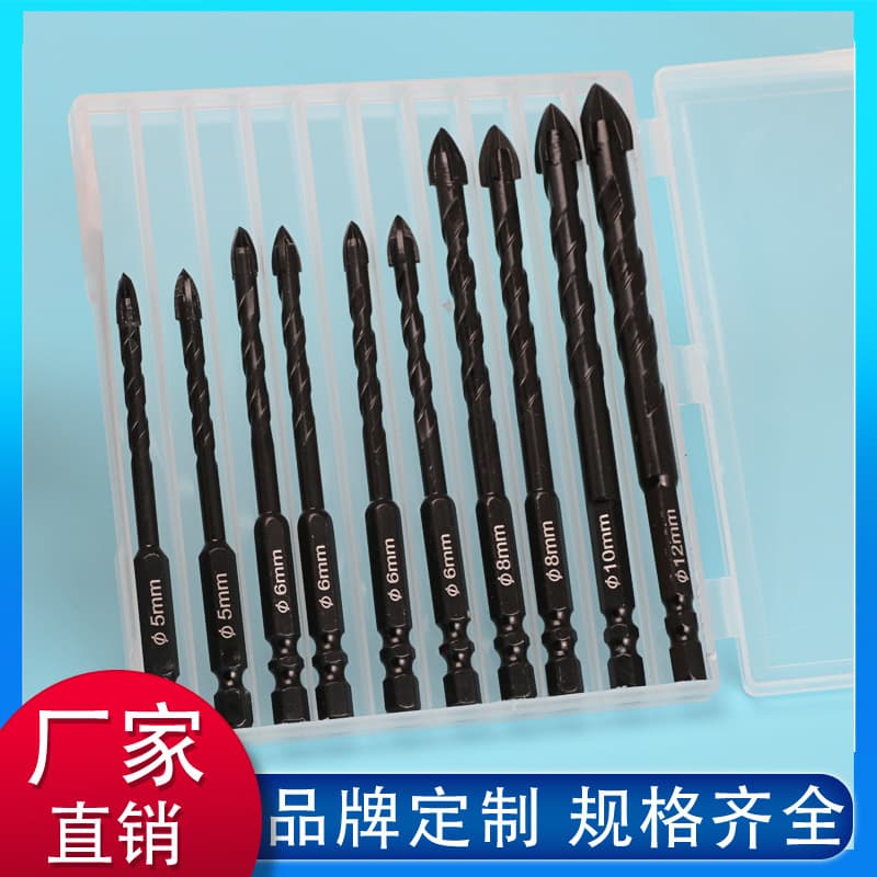 Four-Flute King Drill Hexagonal Cross Ceramic Drill Bit for Glass Concrete Hole Drilling Alloy Drill Bits Full Range of Sizes Available