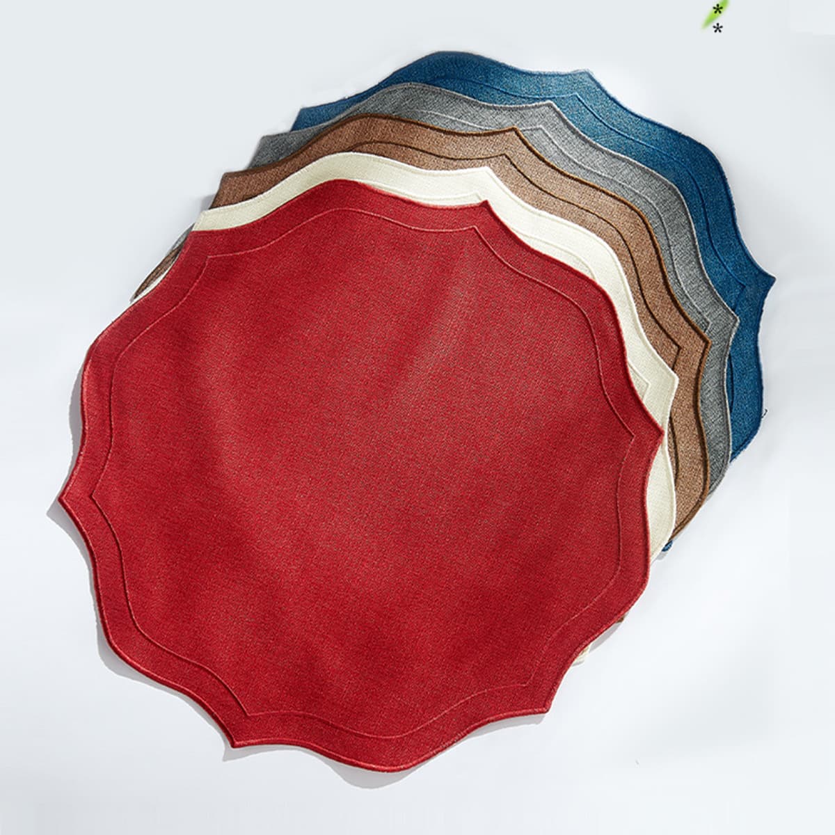 Cross-border high-end special-shaped cotton and linen Western placemats embroidered linen placemats fabric plate mats French dining table mats placemats