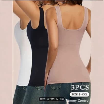 Amazon Cross-Border Bestseller Women's Tummy Control Shapewear Compression Vest Seamless Square Neck Top