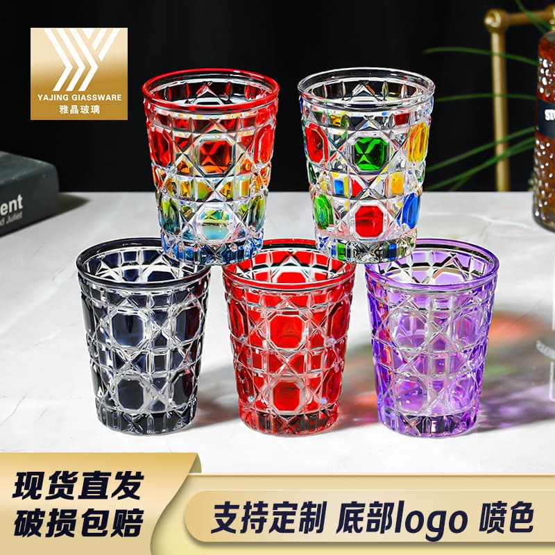 Plaid Whiskey Glass Cup Coffee Juice Milk Cup Bar Champagne Cocktail Glass Bar Special
