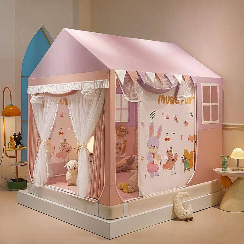 Class A children's castle mosquito net house style blackout bed curtain removable full bottom anti-fall 3-door small house bed curtain curtain