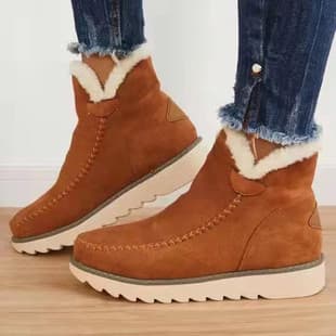 Foreign Trade Large Size Women's Boots 2022 Winter New Women's Thick Sole Cotton Boots Solid Color Slip-On Warm Short Boots