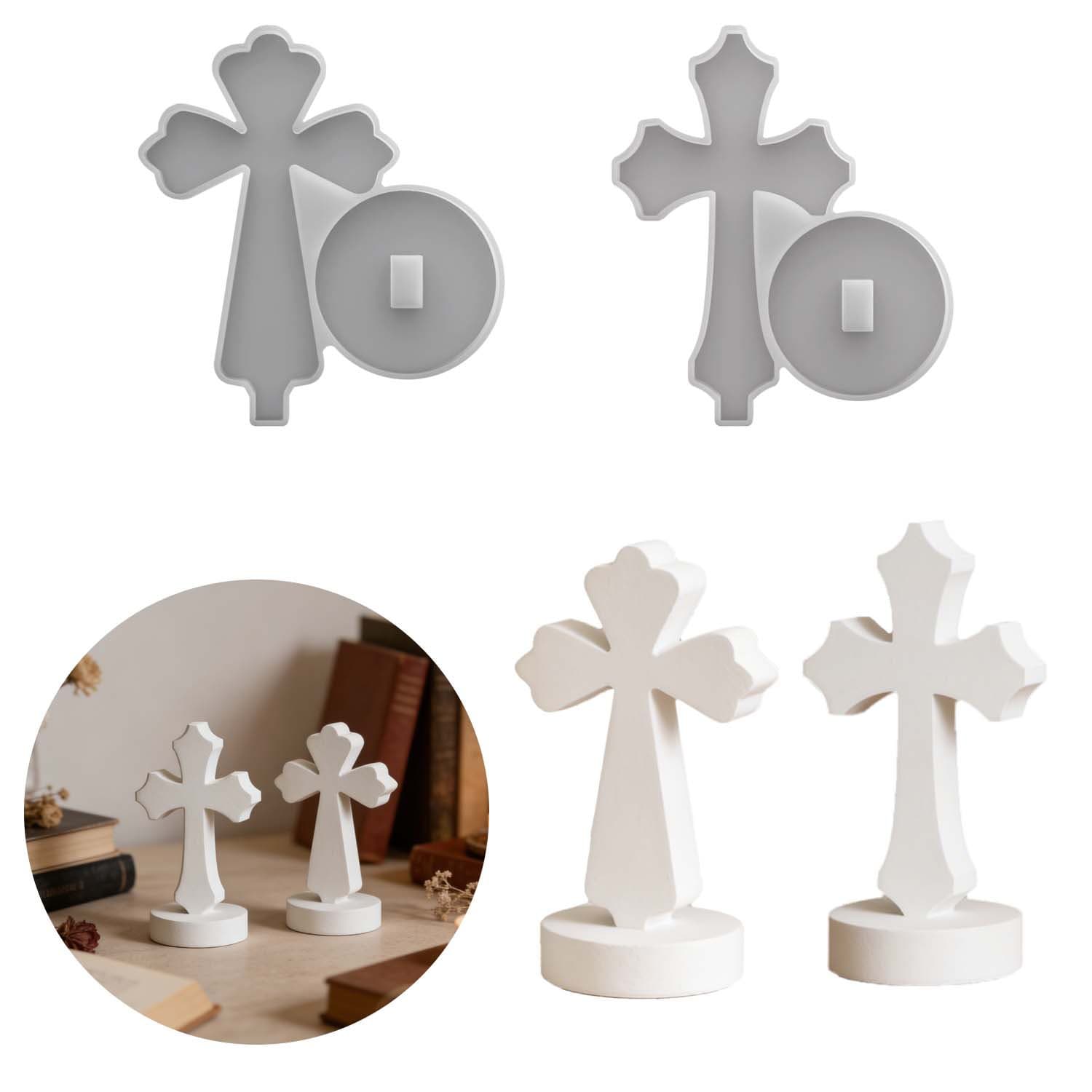 Zhongcheng DIY Easter New Cross Ornament Silicone Mold Simulated Church Decoration Plaster Mold