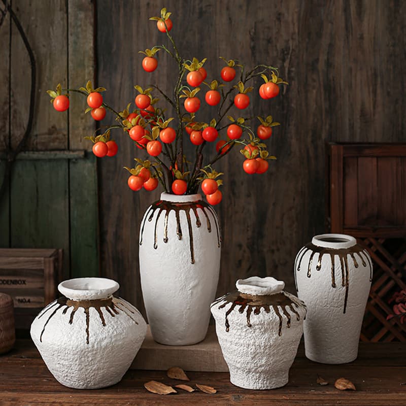 Ceramic vase high-end wabi-sabi homestay decor living room entryway floral pottery tea room showroom Zen ornament