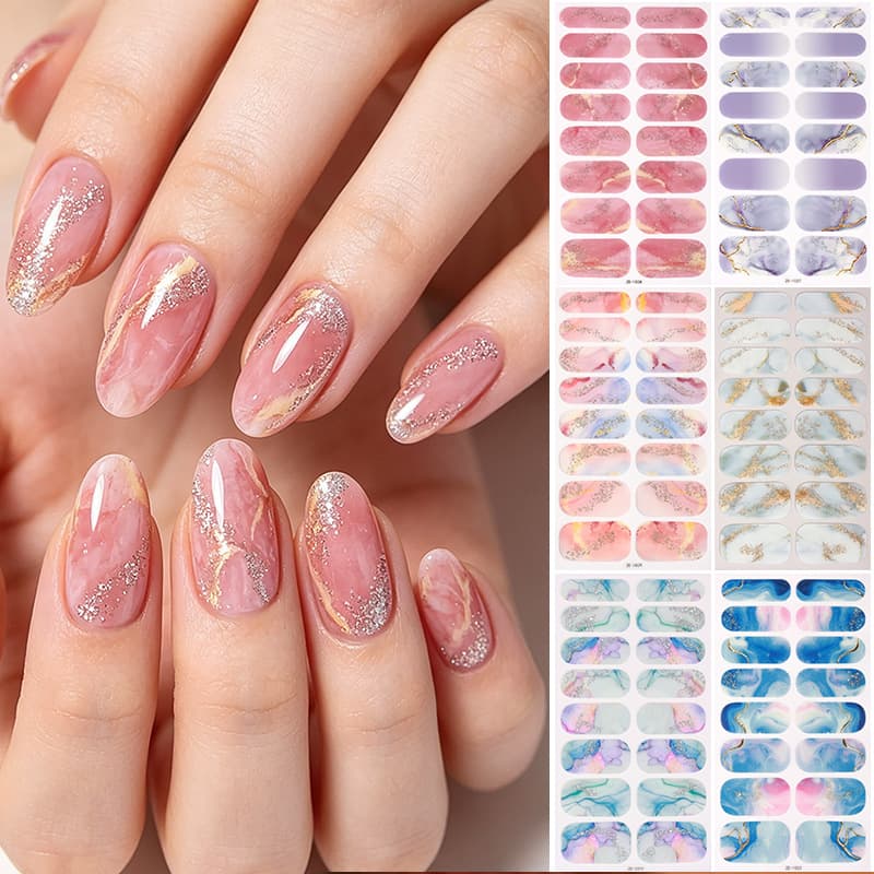 Cross-border e-commerce, European and American style glitter nail stickers, waterproof hot foil nail polish film, marble gradient nail stickers, no-bake nail stickers, Amazon.