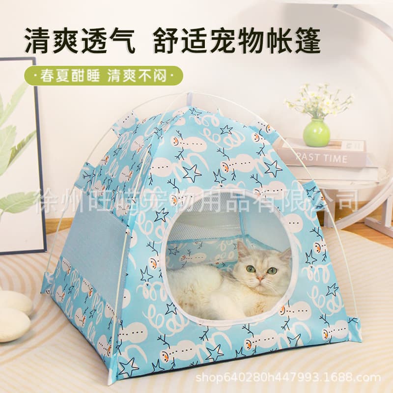 Factory Direct Tent Cat Bed Summer Teddy Dog Bed Enclosed Pet Washable Dog House Outdoor Stray Cat Shelter
