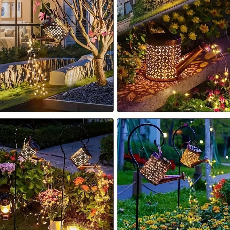 Outdoor Wrought Iron Solar Kettle Lamp Ground Lamp Garden Landscape Decorative Lamp Hollow Projection Courtyard Lamp Lawn Lamp