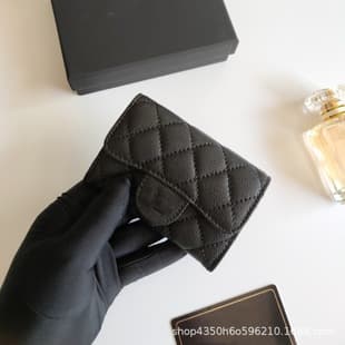 2024 Chanel-style Korean version small Chanel CF wallet coin purse caviar diamond quilted women's card holder cross-border