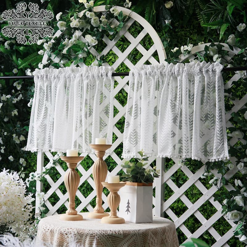 Short French Lace Velcro Small Half Curtain Gauze Curtain American Style Kitchen Bathroom Door Curtain Shade