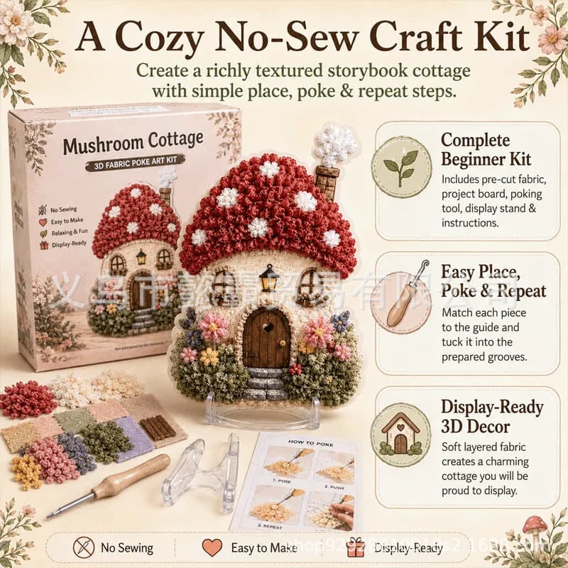 Cross-border new product 3D Fabric Poke Art Kit Funny Village 3D Fabric Poke Art Kit