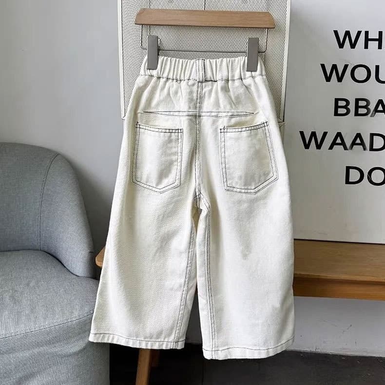 Spring/Autumn Korean Style Kids Casual Pants, Boys and Girls Straight Leg Pants, Versatile Long Pants, Trendy Jeans