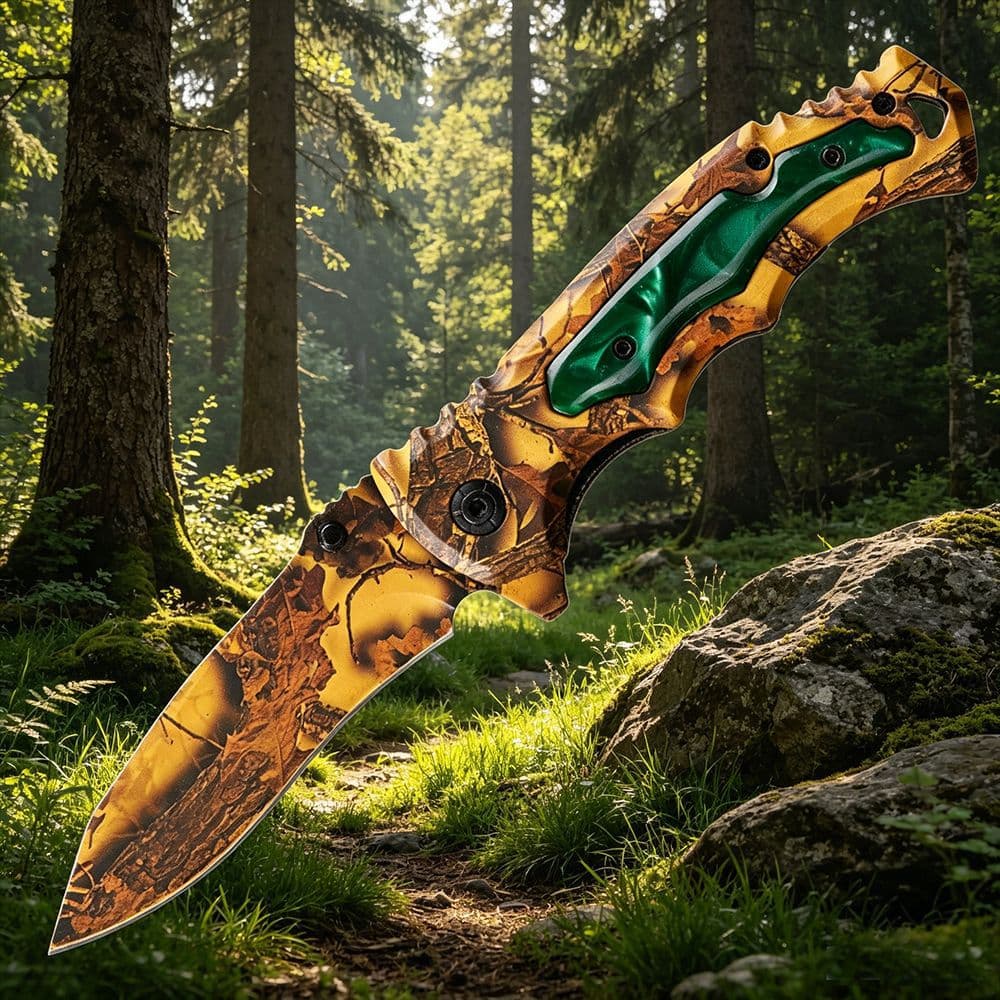 Outdoor Camping Stainless Steel Coated Folding Self-Defense Knife Hiking Multi-Function Knife