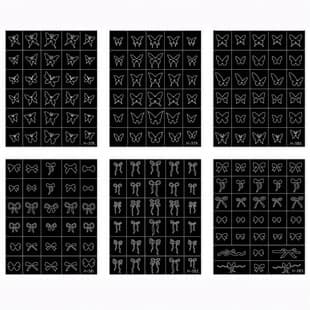 Nail Hollow Stickers, Butterfly French Bow Nail Art Tools, Spray Painting Nail Stickers, Nail Tip Sticker Templates, 6 Styles